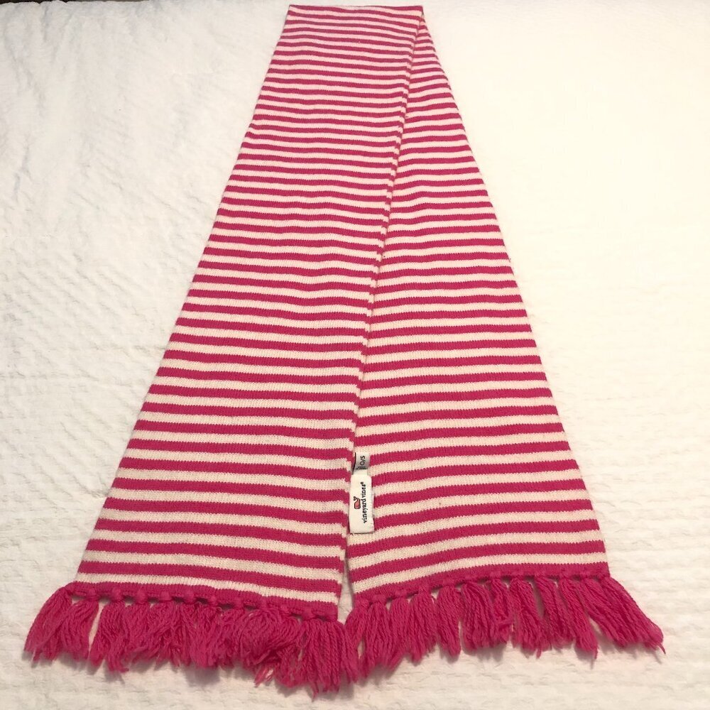 Vineyard Vines Long Pink And White Scarf 8" X 74"